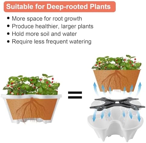 GameXcel Vertical Planter Tower - 7 Tier Stackable Garden Planters with Wheels and Tools Plant Pots for Strawberry Herb Flower and Vegetable Indoor Outdoor Use White