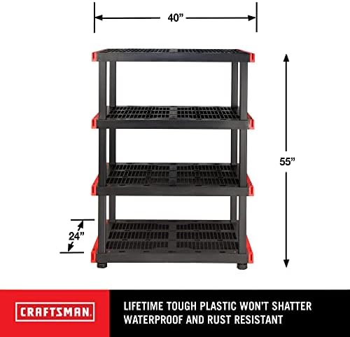 CX Craftsman 4-Tier Heavy Duty Plastic Storage Shelves, Garage Organization
