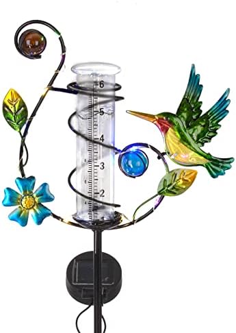 Stargarden Hummingbird Rain Gauge Outdoor Solar LED Lights Rain Gauge