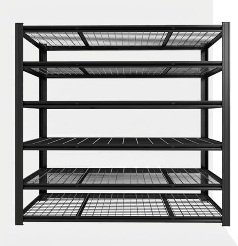 72" H x 36.12" W x 16" D Instrial 5-Heavy-Duty-Shelf Storage-Rack Adjustable Shed Shelving Metal Shelves Steel (Wire) Garage Bin Shelving Unit-s Organizer System for Basement/Kitchen, Black