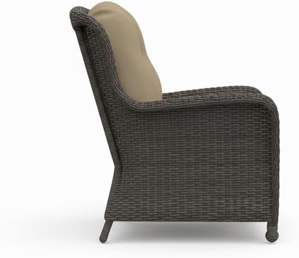 Covers & All Richmond Truffle Wicker Accent Chair with Sunbrella Cushion, Stylish Patio Furniture, Durable Outdoor Furniture Built for Garden, Deck or Poolside Setting (32.5" L x 41" W x 39.5" H)