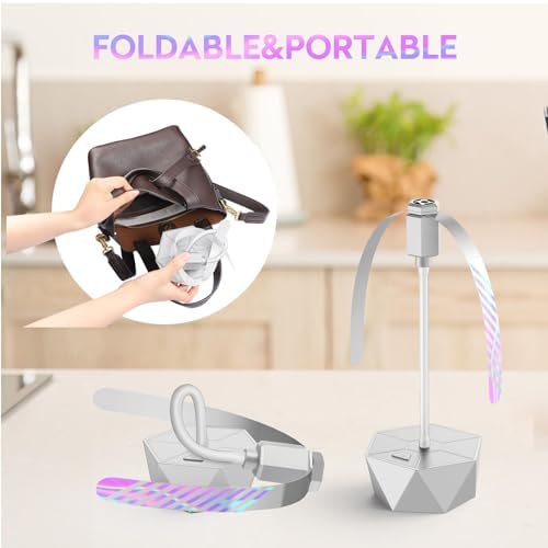 Fly Fans for Tables, Fly Repellent Fan Outdoor Indoor Keep Flies Away, Repellent Fans for Tables with Holographic Blades for Picnic, Party, Restaurant, Kitchen, and BBQ, 4 Pack Silver