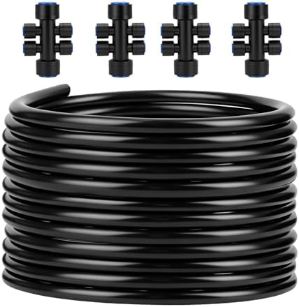 50FT 1/2"(OD) Drip Irrigation Tubing with 4 Fittings