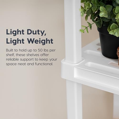 IRIS USA Plastic Storage Shelves |Made in USA| 48"H x 24"W x 12"D - White