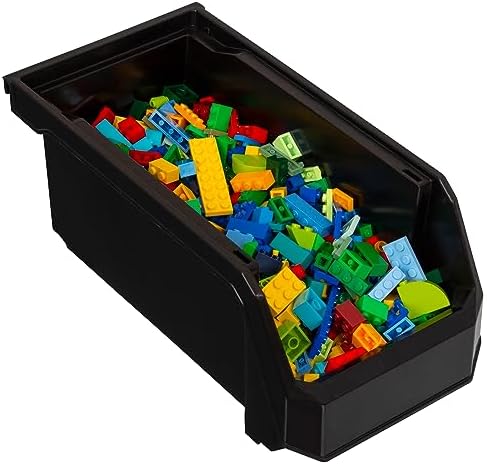 ReadySpace Medium Stackable Plastic Storage Bins, 8-Pack, Black