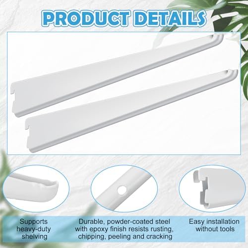 Yalikop 10 Pack Adjustable Shelf Brackets for Double Track System Closet Organization Heavy Duty Wire Shelf Brackets (White,7 Inches)