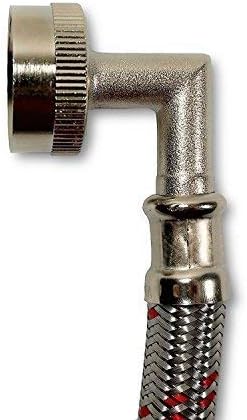 Premium Stainless Steel Washing Machine Hoses with 90 Degree Elbow, 6 Ft Burst Proof (2 Pack) Red and Blue Striped Water Connection Inlet Supply Lines