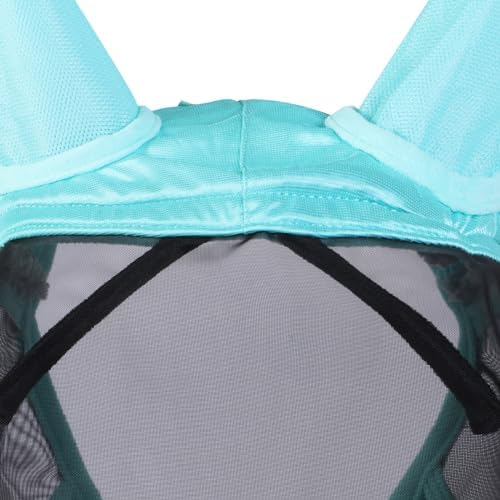 Harrison Howard CareMaster Pro Luminous Horse Fly Mask Large Eye Space Long Nose with Ears UV Protection for Horse Summer Mint XL Extra Full