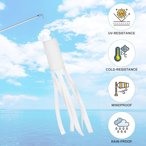 M METERXITY 1-Pack Windsock Flag, Colorful Wind Socks for Garden/Yard/Patio/Home Decor, Spring Summer Fall Winter Outdoor Hanging Decoration [39.4 in / 100cm, White]