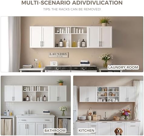 Furnaza 78.6" W Wall Cabinets for Laundry Room with Adjustable Shelf