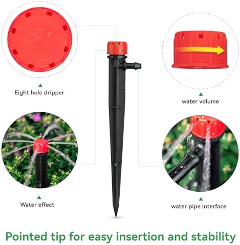 50pcs Adjustable Drip Irrigation Emitters: Garden Drippers for 1/4" Tubing