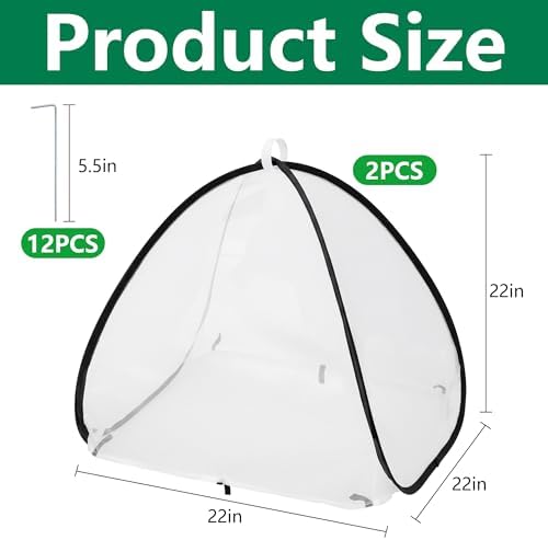 2Pcs Pop Up Insect Barrier Plant Cover Tent,Plant Protectors Mesh Enclosure