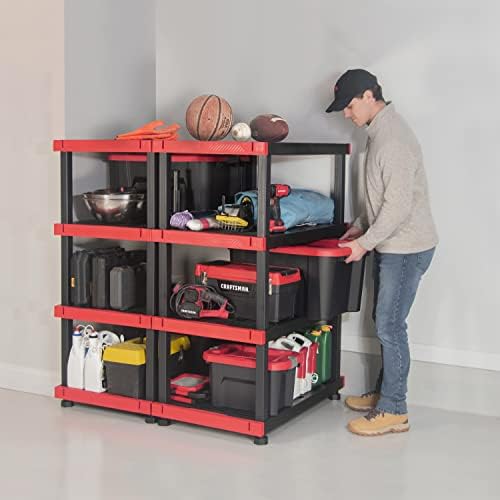 CX Craftsman 4-Tier Heavy Duty Plastic Storage Shelves, Garage Organization