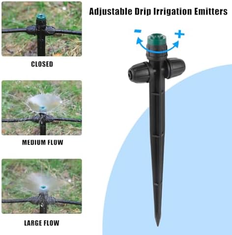 25 PCS Adjustable Drip Irrigation Sprayer Emitter for 1/4" Tubing
