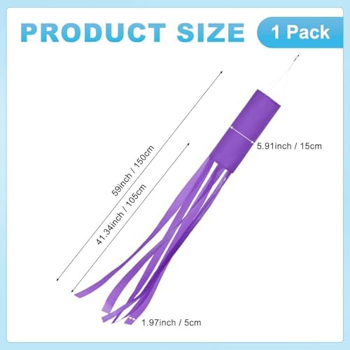 M METERXITY 1-Pack Windsock Flag, Colorful Wind Socks for Garden/Yard/Patio/Home Decor, Spring Summer Fall Winter Outdoor Hanging Decoration [59 in / 150cm, Purple]