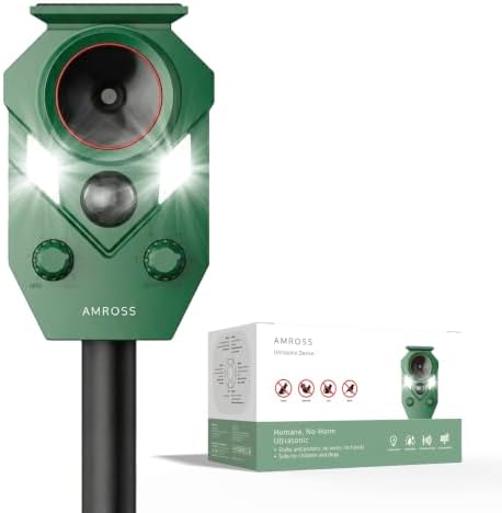 Ultrasonic Deer, Fox & Cat Outdoor Deterrent | Rechargeable Garden Protection Device with Motion Sensor, Solar Power & USB-C, Humane Yard Guard | IP65 Rated - 2 Years Warranty