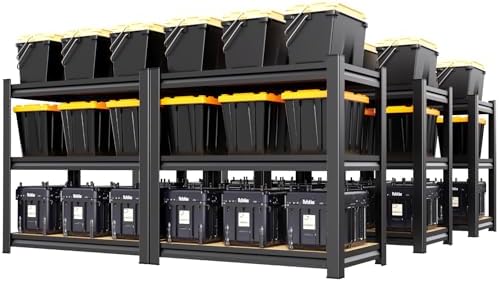 6 Pack Garage Shelving Heavy Duty Storage Shelves, Metal Adjustable Shelving Unit, Utility Garage Organizer Shelf for Basement, Pantry, Kitchen, Warehouse, 33.5" Hx35.4 Wx15.7 D, Black