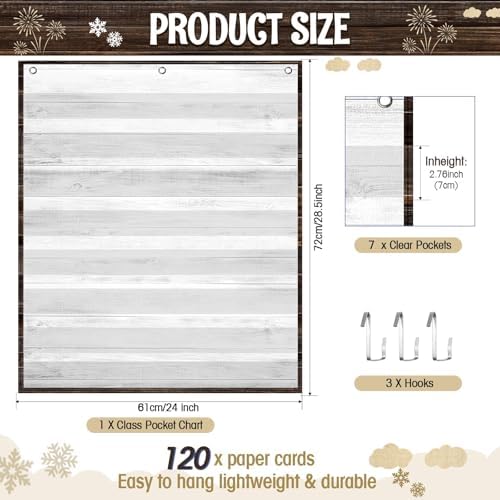 Sinload Classroom Calendar Pocket Chart Black, Industrial Chic