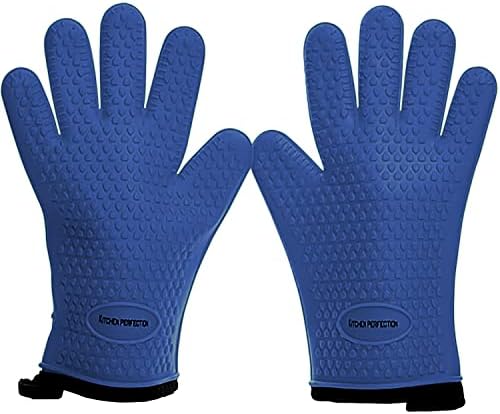 KITCHEN PERFECTION Silicone Smoker BBQ Gloves - Heat Resistant Oven Mitts