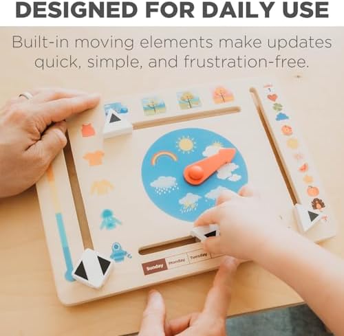 Montessori & Me Wooden Weather Board for Toddlers – Preschool Weather Chart & Daily Calendar for Kids, Interactive Toddler Calendar with Days of the Week, Months, Seasons & Temperatures