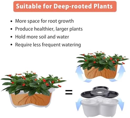 VECELO 5 Tier Vertical Garden Planter, Self Watering Stackable Planters with Wheels for Strawberries, Herbs, Flowers, Vegetables, White