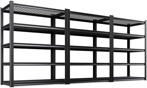 3-Pack 35''W Storage Shelves,2500LBS Garage Shelving,Adjustable Garage Shelves,Heavy Duty Metal Shelving, 5 Tier Utility Steel Shelf, Easy-to-Install Shelving Units and Storage 71''x35''x16
