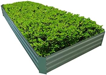 8x4x1ft Green Metal Raised Garden Bed Kit, Galvanized Outdoor Planter Box for Vegetables, Flowers, Herbs, and Succulents,240 Gallon Capacity