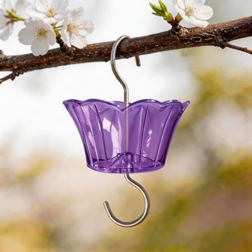 3oz Plastic Ant Moat for Hummingbird Feeder, 2-Pack Purple Insect Guards