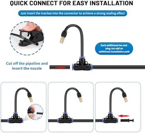 50FT Drip Irrigation System, Complete Garden Watering Kit with Rust-Proof Copper Nozzles - UV Stabilized Flexible Hose for Lawn, Greenhouse, Patio Plants