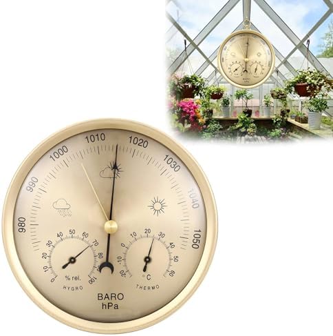 3-in-1 All Season Weather Station, Accurate Celsius Thermometer Barometer Hygrometer, Indoor Outdoor Temperature Humidity Air Pressure Monitor, Wall & Desk Mount for Home Office Greenhouse