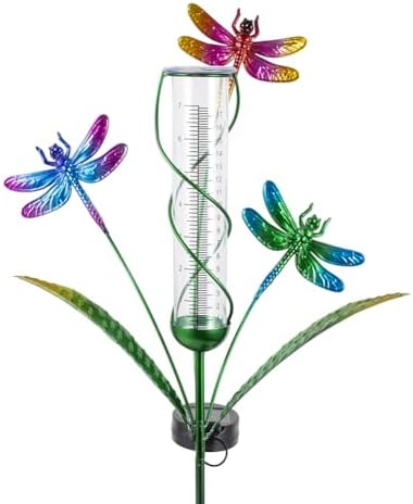 Stargarden Rain Gauge Outdoor, Dragonfly Solar Rain Gauge