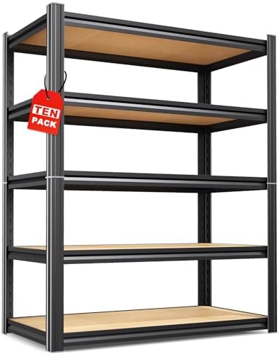Set of 10-71"H-35"W-16D Garage Shelving-2050LBS 5 Tier Storage Shelves,Adjustable Heavy Duty Metal Shelving Unit and Storage Large Rack,Utility Steel Shelf for Shop Warehouse Industrial Pantry