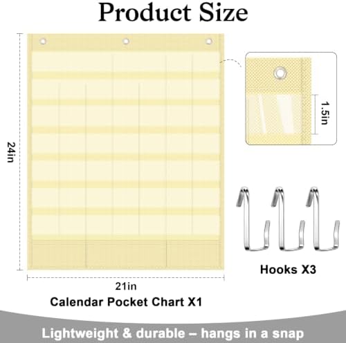 Boho Calendar Pocket Chart Set for Classroom, 118 Cards