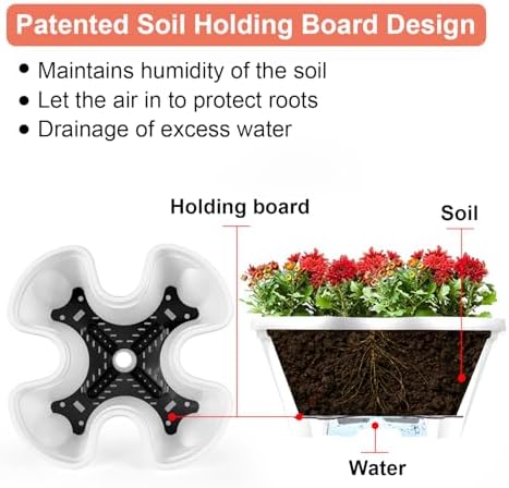 GameXcel Vertical Planter Tower - 7 Tier Stackable Garden Planters with Wheels and Tools Plant Pots for Strawberry Herb Flower and Vegetable Indoor Outdoor Use White