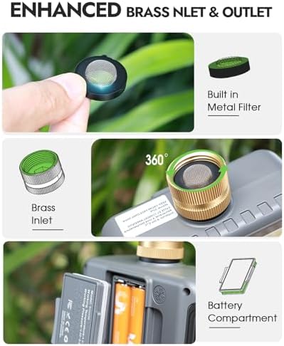 Insoma 2-Zone Sprinkler Timer with Brass Inlet, Water Hose Timer with Auto/Manual Modes + Rain Delay, Big LCD Display, for Garden, Yard Lawn, IPX5 Waterproof & Save Water