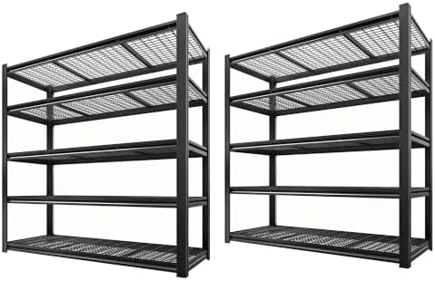 5-Tier Heavy Duty Garage Shelving, 5,000 lbs Capacity Adjustable Metal Storage Shelving Unit for Garage, Basement, Warehouse & Workshop, 55" W x 24" D x 84" H