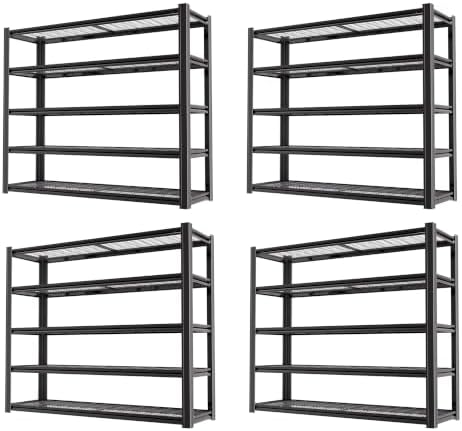 5-Tier Heavy Duty Garage Shelving, 5,000 lbs Capacity Adjustable Metal Storage Shelving Unit for Garage, Basement, Warehouse & Workshop, 62" W x 24" D x 84" H