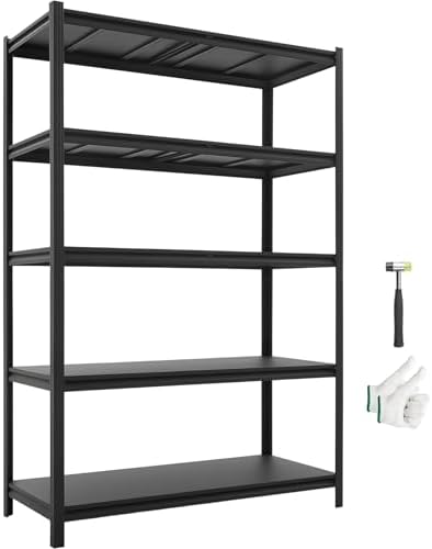 VEVOR Garage Shelving, 5-Tier Adjustable Storage Shelves, 3000 lbs Heavy Duty Garage Shelves, Metal Utility Rack Shelf for Garage Workshop Warehouse Basement, 48.43" W x 20.55" D x 71.38" H