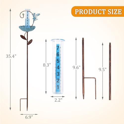 Rain Gauge Outdoor, Fairy Rain Gauges for Yard Patio Lawn Decor