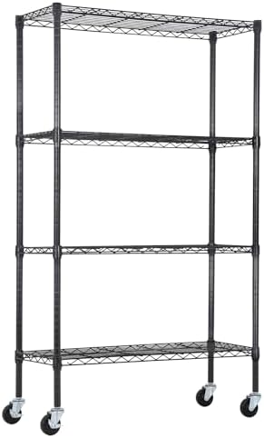 PayLessHere | 4-Tier Wire Shelf | 36"x14"x62" | Black | Adjustable Racks | Heavy-Duty Storage Shelves, Holds Upto 1400 lbs | Rust-Resistant, No-Tool Assembly | for Home, Garage Shelving