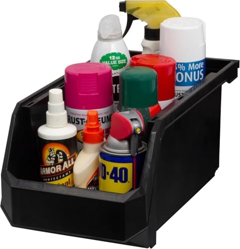Akro-Mils ReadySpace Large Stackable Plastic Storage Bins, 6-Pack, Black