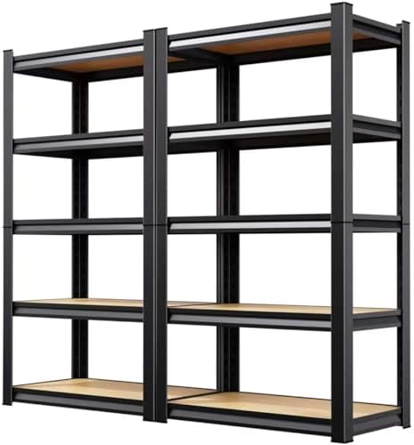 (2-Pack) 71" H-28 W-12 D Garage Shelving - 5 Tier Heavy Duty Metal Storage Shelves, Adjustable Steel Rack Units, Industrial Utility Shelving for Pantry, Basement, Warehouse & Home Organization