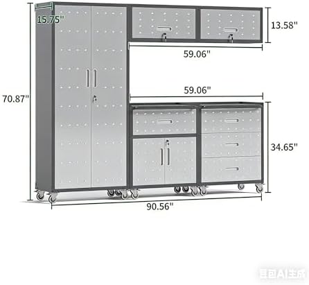 Garage Cabinet System | Heavy Duty Steel All-in-One Modular Garage Cabinet Set for Ultimate Workshop Organization | Easy Assembly Garage Storage Cabinets & Tool Bench