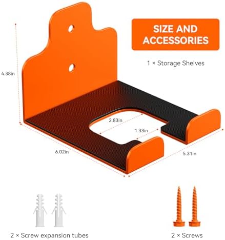 JNIHEEP Garage Organizer Trimmer Rack, Garden Power Tool Hanger Weed Whackers Holder Wall Mounted for Grass Trimmer, Hedge Trimmer, Garage Trimmer, Garden Tools,1 Pack(Orange)