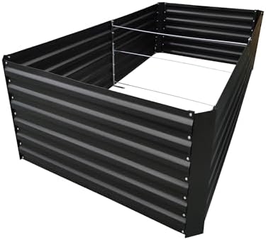 6x4x2FT Black Metal Raised Garden Bed Kit, Galvanized Outdoor Planter Box for Vegetables, Flowers, Herbs, Succulents and More