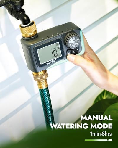 RAINPOINT Sprinkler Timer with Brass Inlet & Outlet, Programmable Hose Timer for Garden Soaker Hose with Rain Delay/Manual Watering System, Digital Drip Irrigation for Yard, Lawn(2PCS)