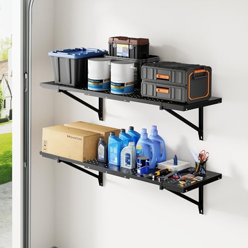 FLEXIMOUNTS 2-Pack 1x3ft Garage Shelving Perforated Wall Shelf