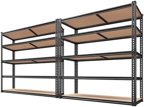 REIBII 2500LBS Garage Shelving Heavy Duty 72''H Storage Shelves 40" W Heavy Duty 5 Tier Metal Shelves Adjustable Pantry Shelf for Closet Pantry Basement Kitchen Warehouse 72" H x 40" W x 20" D, 2 Pack