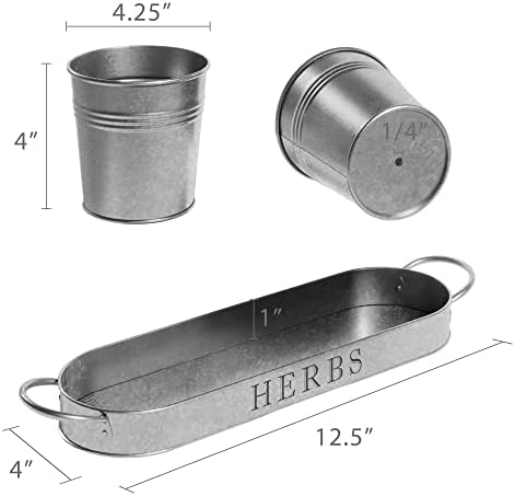 Barnyard Designs Indoor Herb Garden Planter Pots Set/3 (Galvanized)