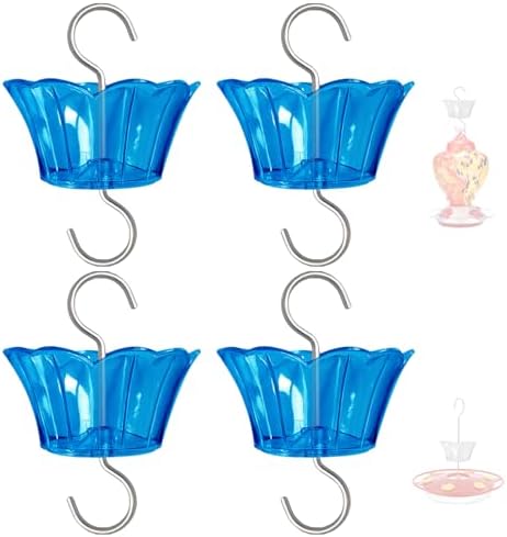 3oz Plastic Ant Moat for Hummingbird Feeder, 4-Pack Blue Insect Guards